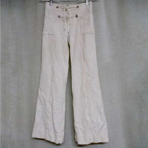 Chanel Cruise Cotton Tweed Cream Lace-Up Trousers 34 - Picture 1 of 7